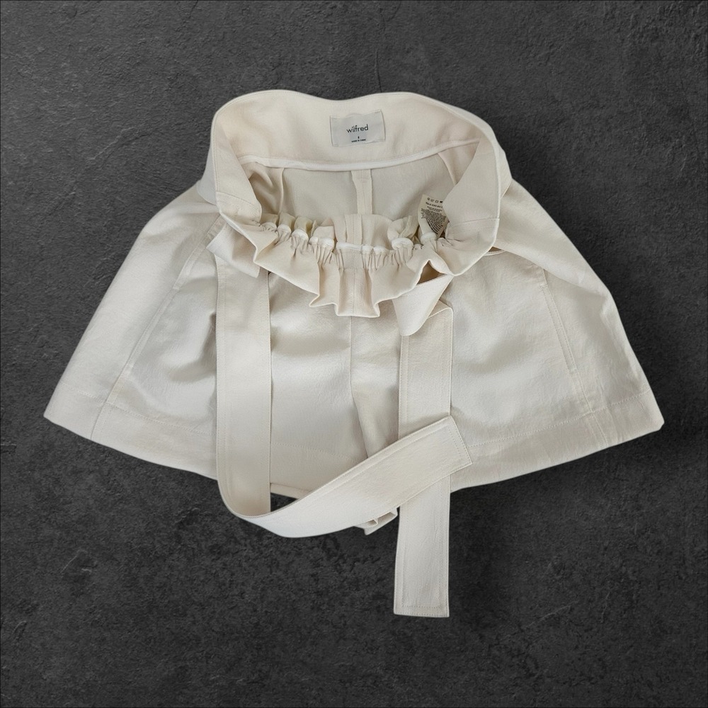 Aritzia Wilfred Paperbag Dress Shorts Womens 8 Ivory Waist High Rise City Work - Picture 3 of 6